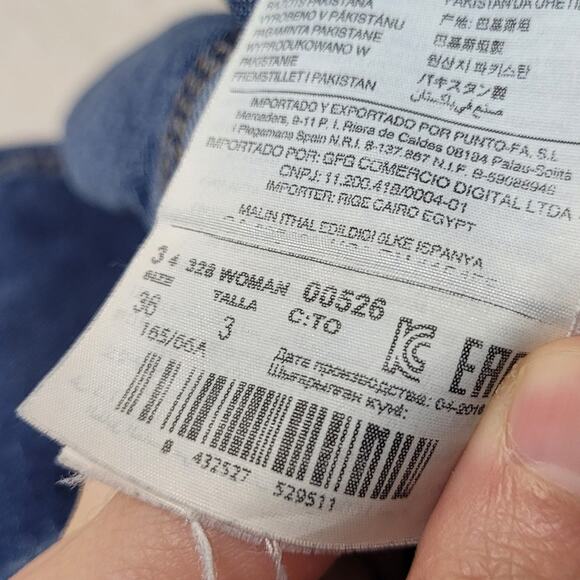 MNG high rise wide leg flare jeans button fly distressed hem rigid - Picture 9 of 12